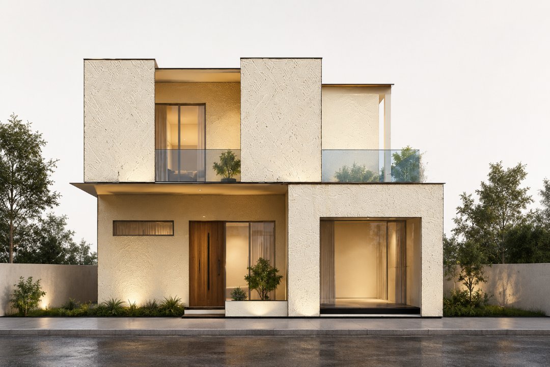 Minimalist Stacked Volume Residence: A Study in Privacy & Light